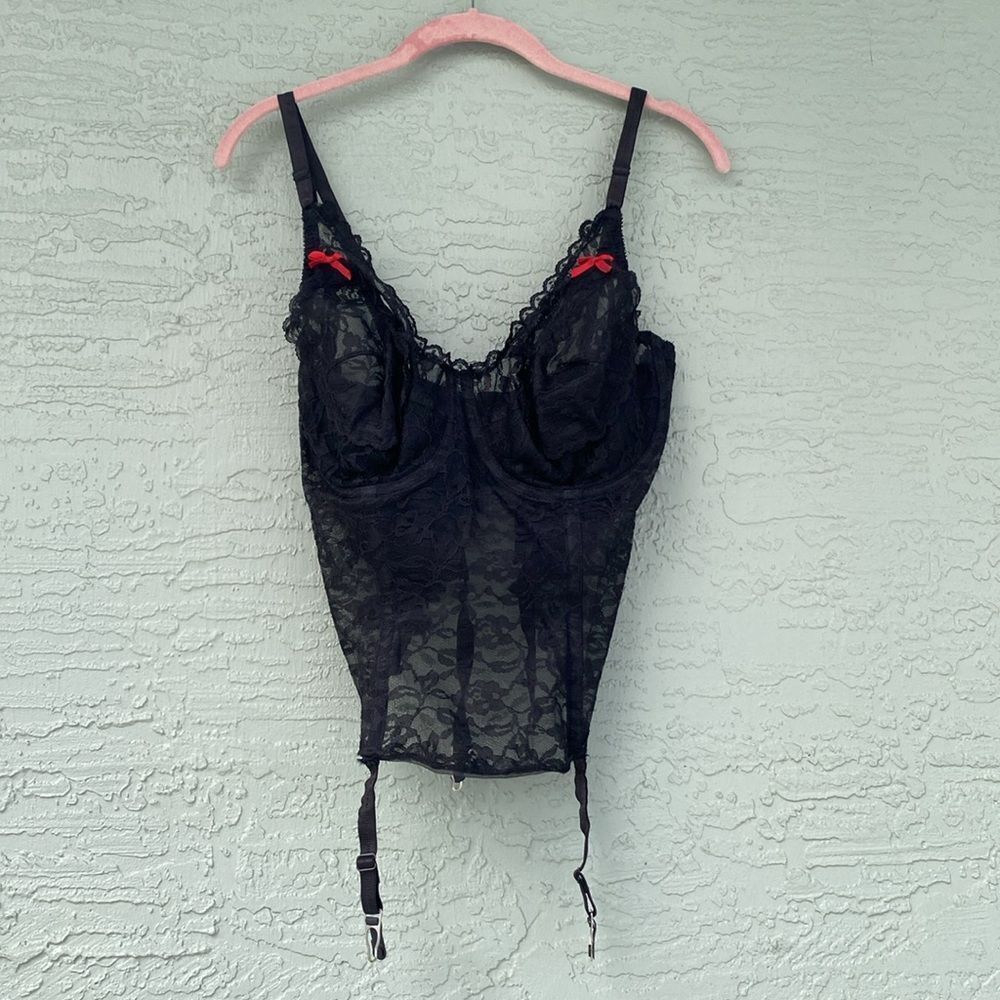 Frederick's of Hollywood Women's Black and Red Corset Sz 38C